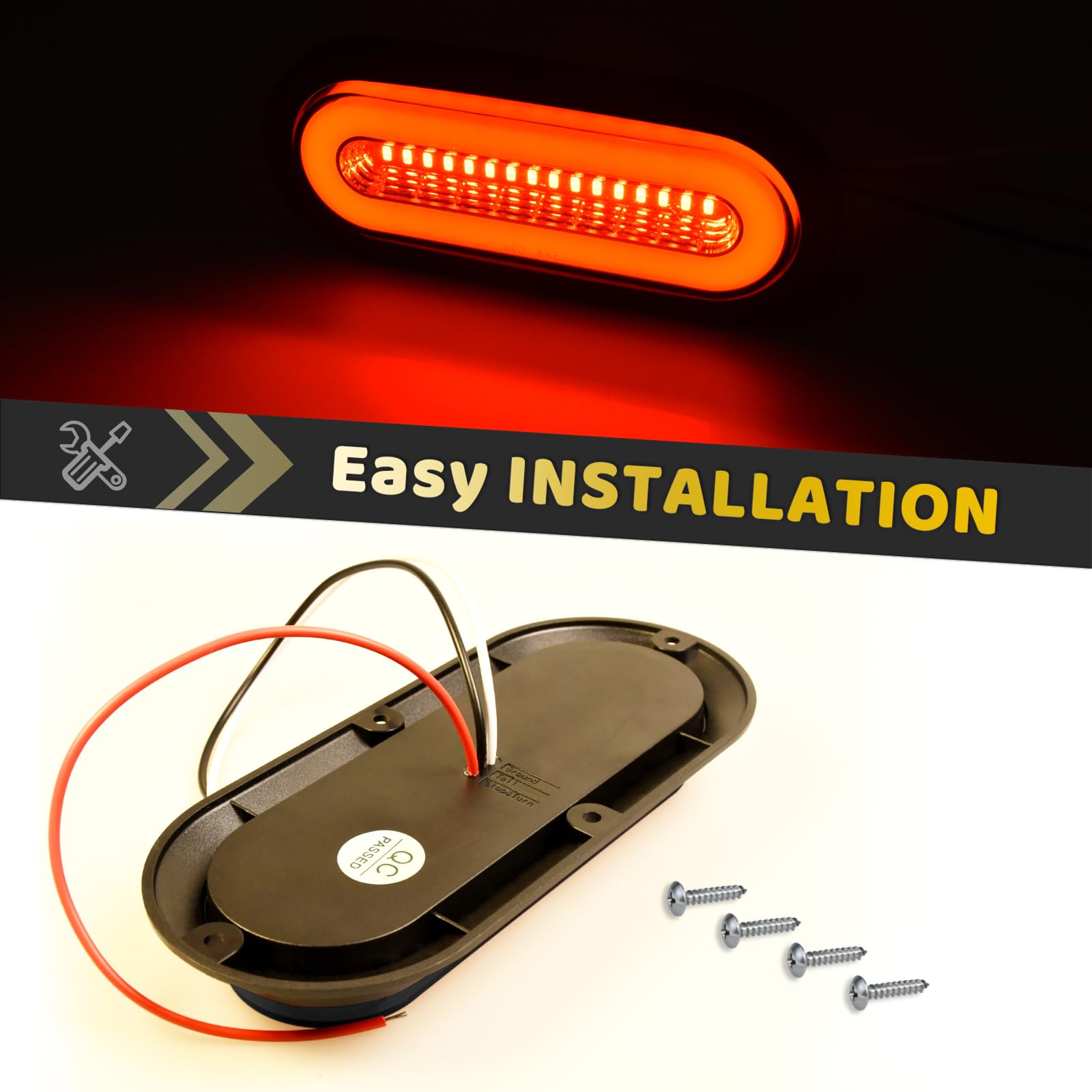 WahMOTOTin 52-LED red halo trailer light for bright DC 12V signaling