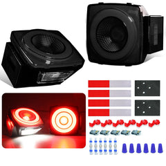 WahMOTOTin Square Halo 78 LEDs smoked lens enhances nighttime visibility for trucks.