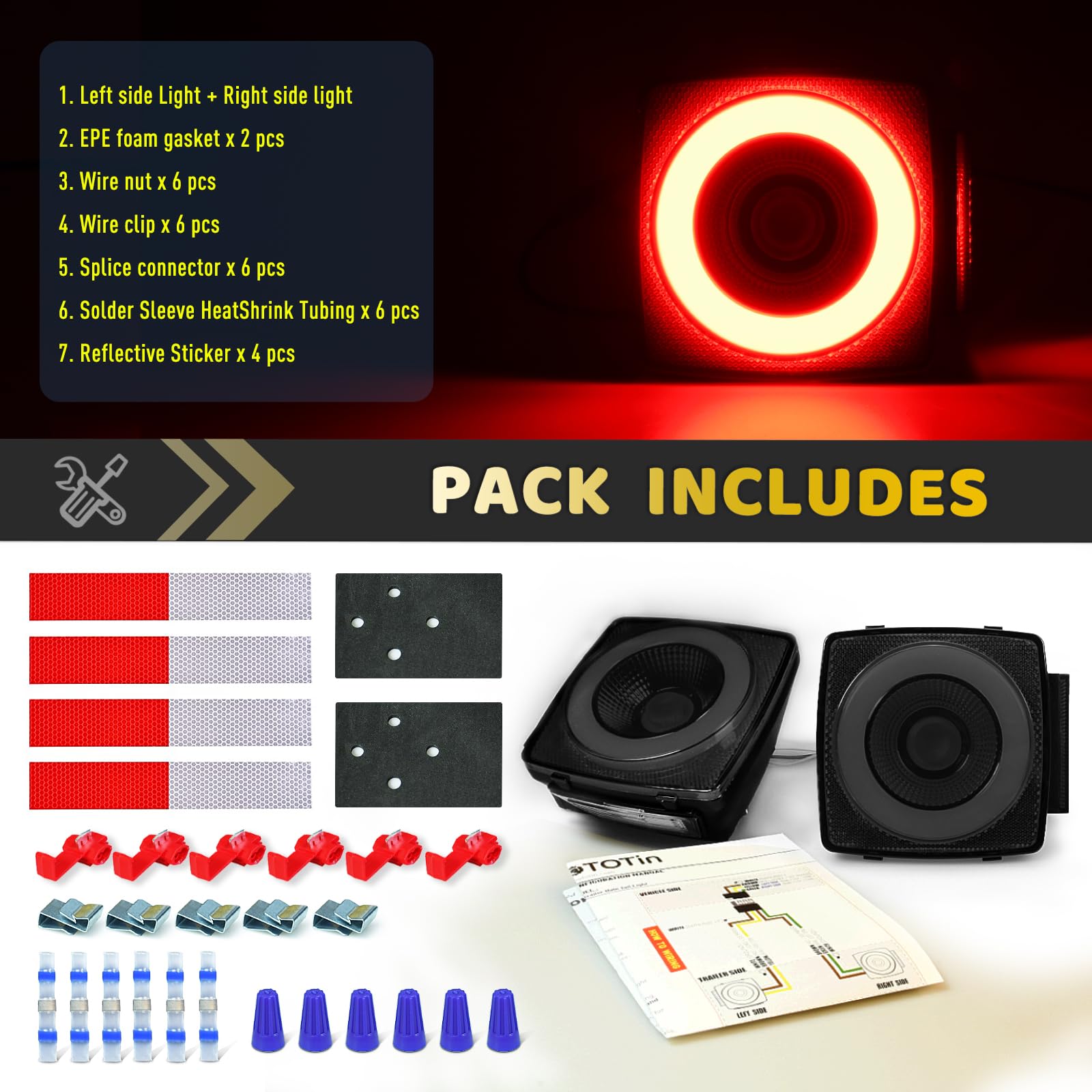 WahMOTOTin Square Halo 78 LEDs with stud mount for easy trailer installation.