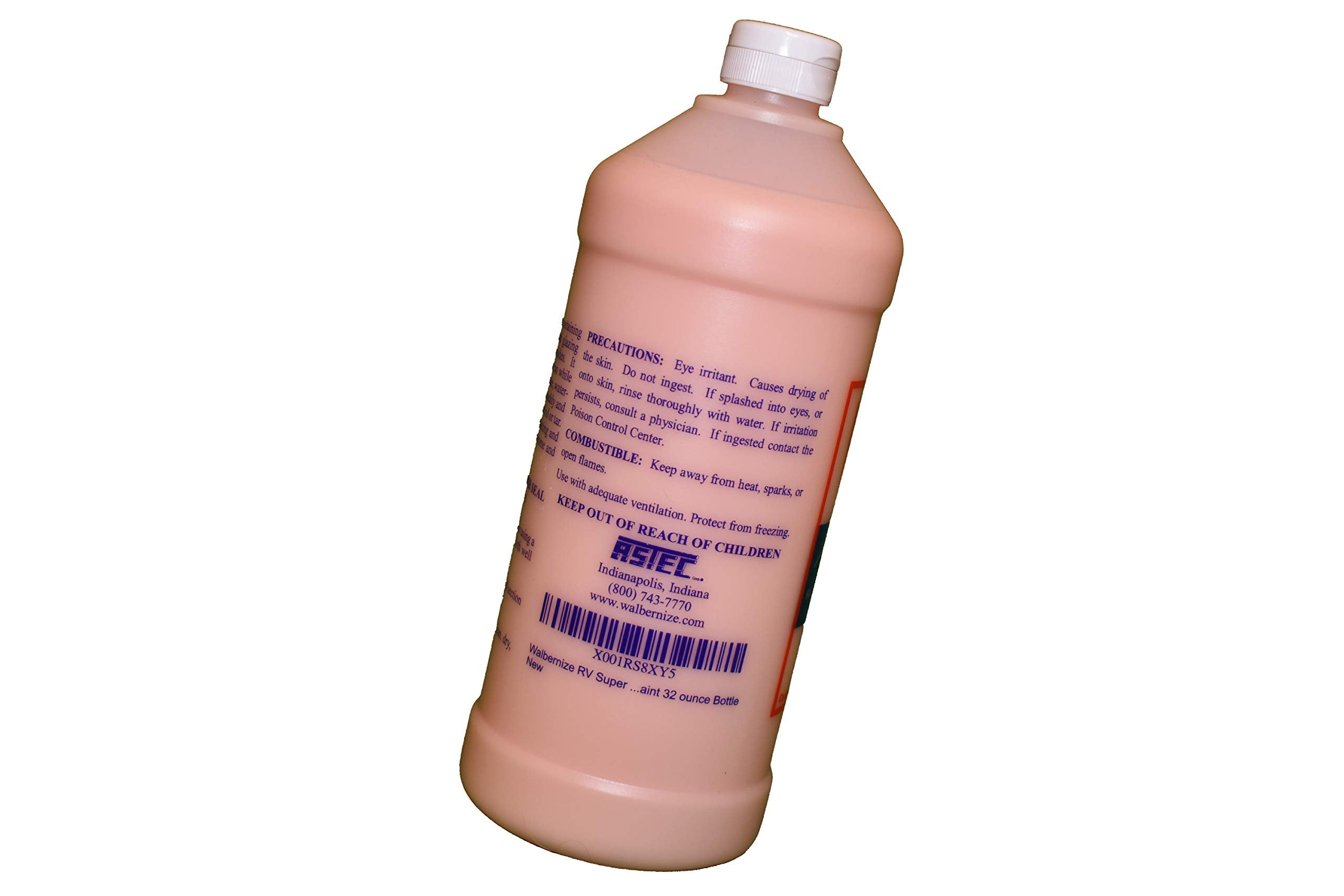 Walbernize RV Super Seal bottle close-up with label emphasizes long lasting cleaner and shine