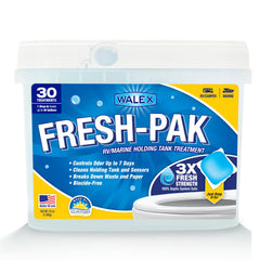 Walex Fresh-Pak pod in tank aids rapid waste breakdown while preventing clogs.