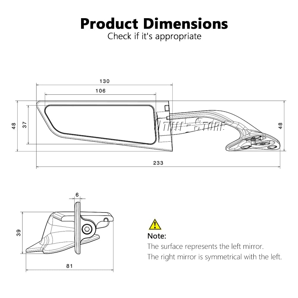 WALIPILUSI wind wing design mirrors for sportbike aesthetics