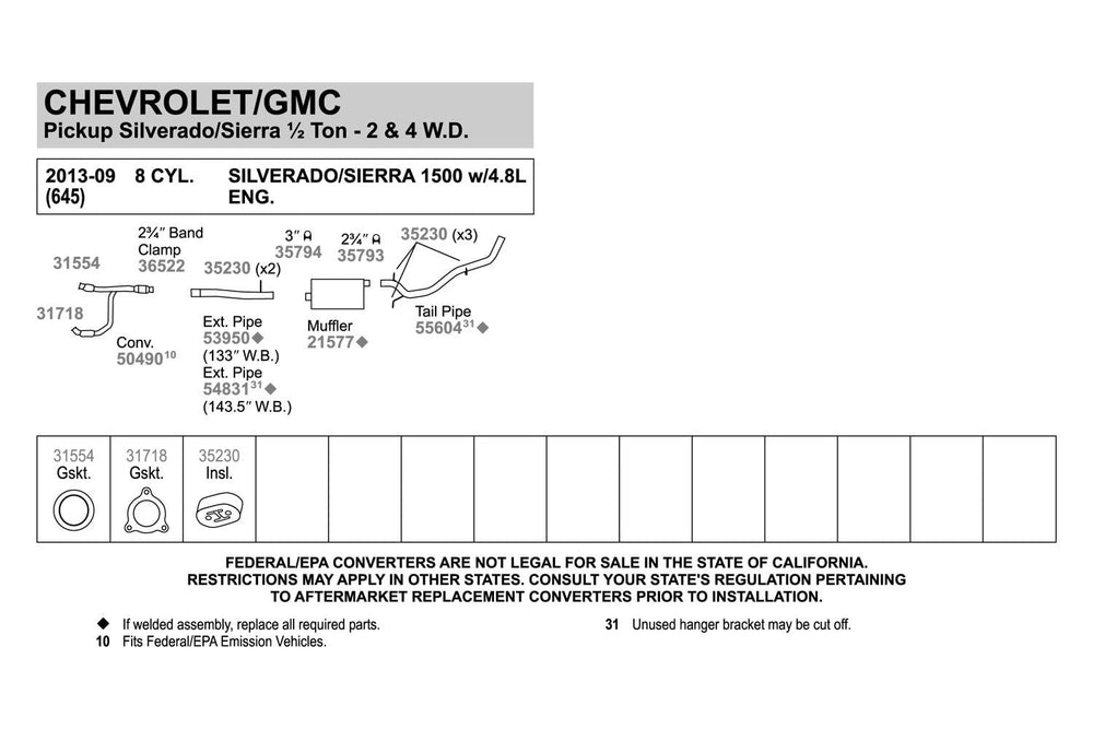Walker 36522 package includes preformed band clamp hardware for quick repairs.
