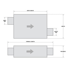 Walker SoundFX 18823 muffler side view highlighting aluminized steel body