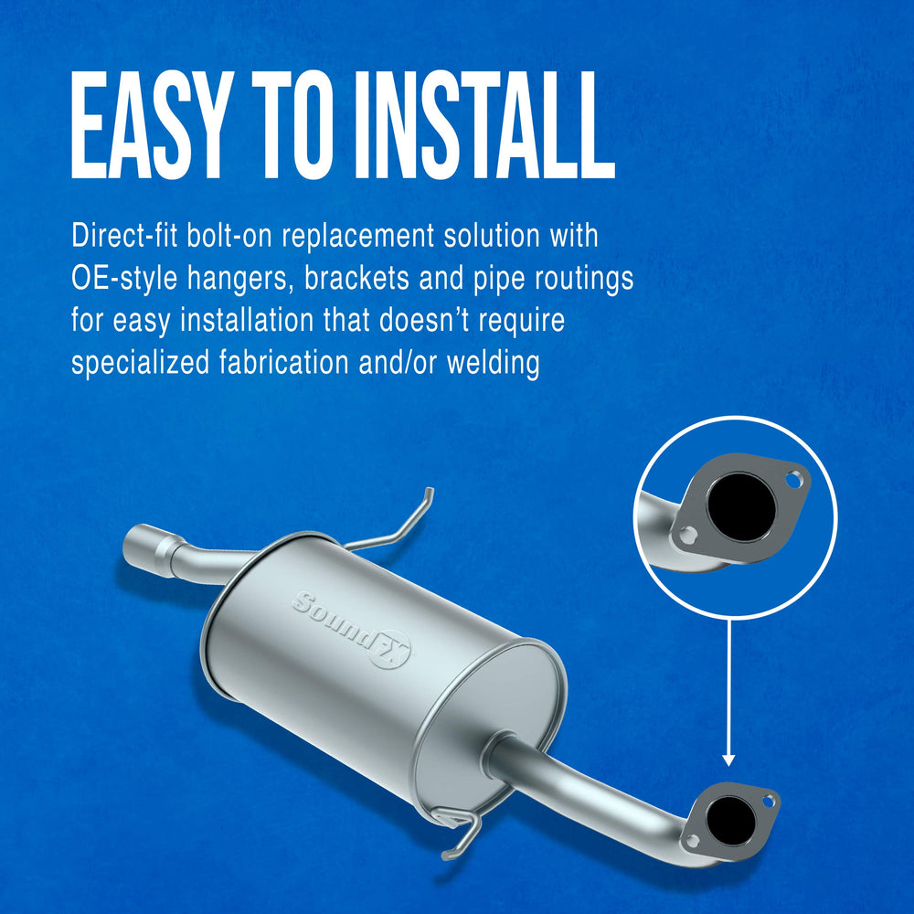 OE-style hangers and brackets of the 18930 muffler ease bolt-on installation