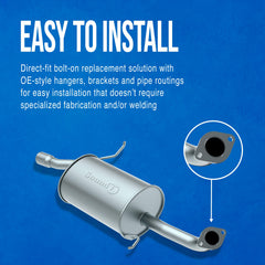 OE-style hangers and brackets of the 18930 muffler ease bolt-on installation