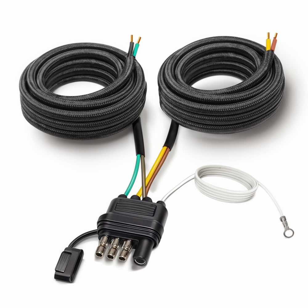 WALSIO 26ft trailer wiring harness front view with durable 4-pin connectors for reliable lighting