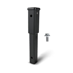 Waltyotur 12 inch hitch extension attached to a 2 inch receiver for extended cargo reach