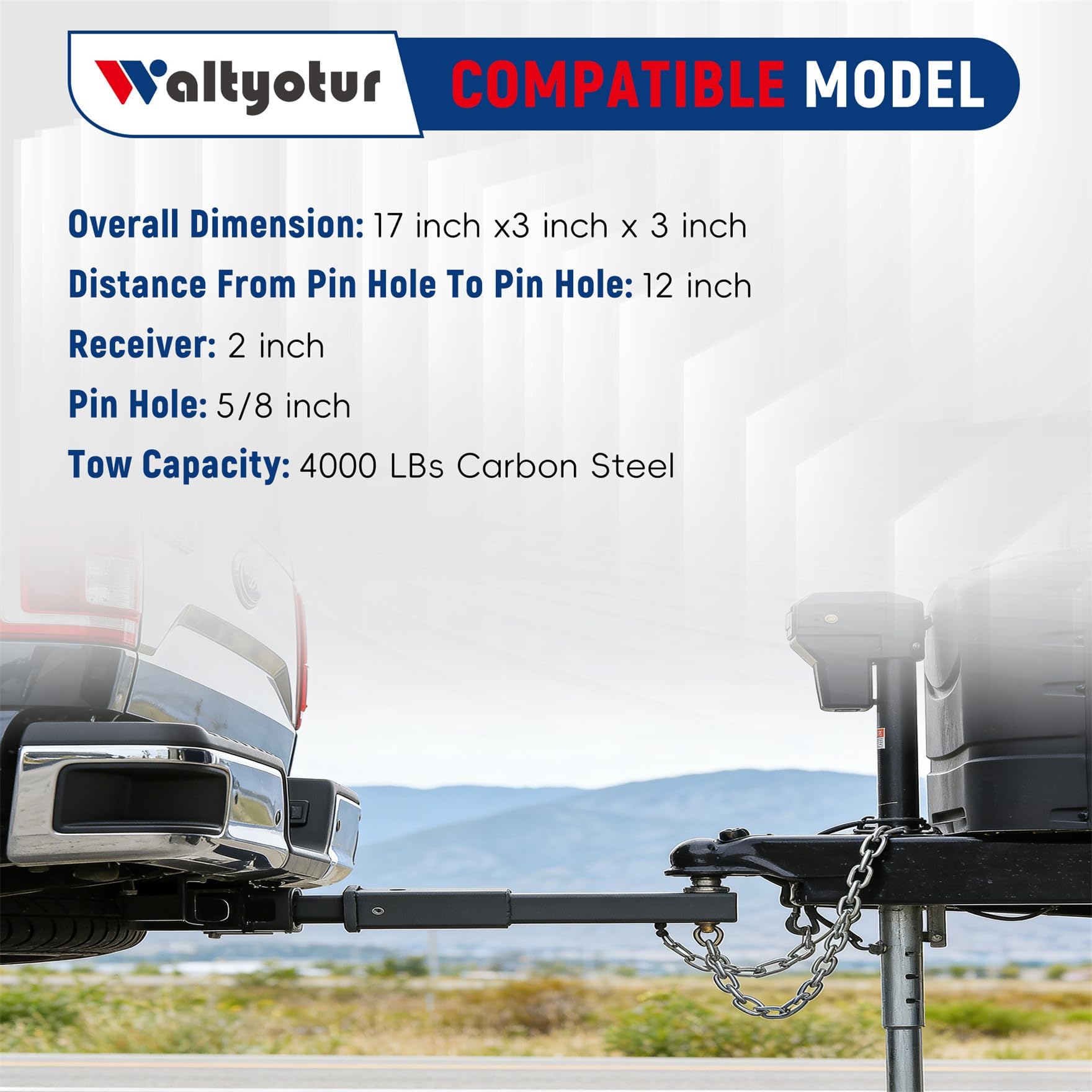 Waltyotur hitch extension compatible with most bike racks and cargo carriers