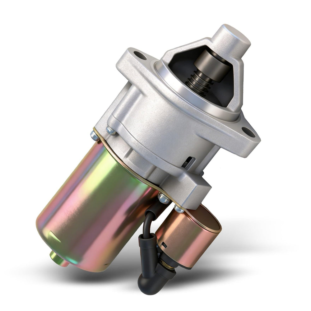 Waltyotur starter motor for Predator 13hp 420cc close-up showing rugged build for reliable starts.