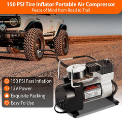 Wanderblooms 150 PSI air compressor demonstrates fast tire inflation