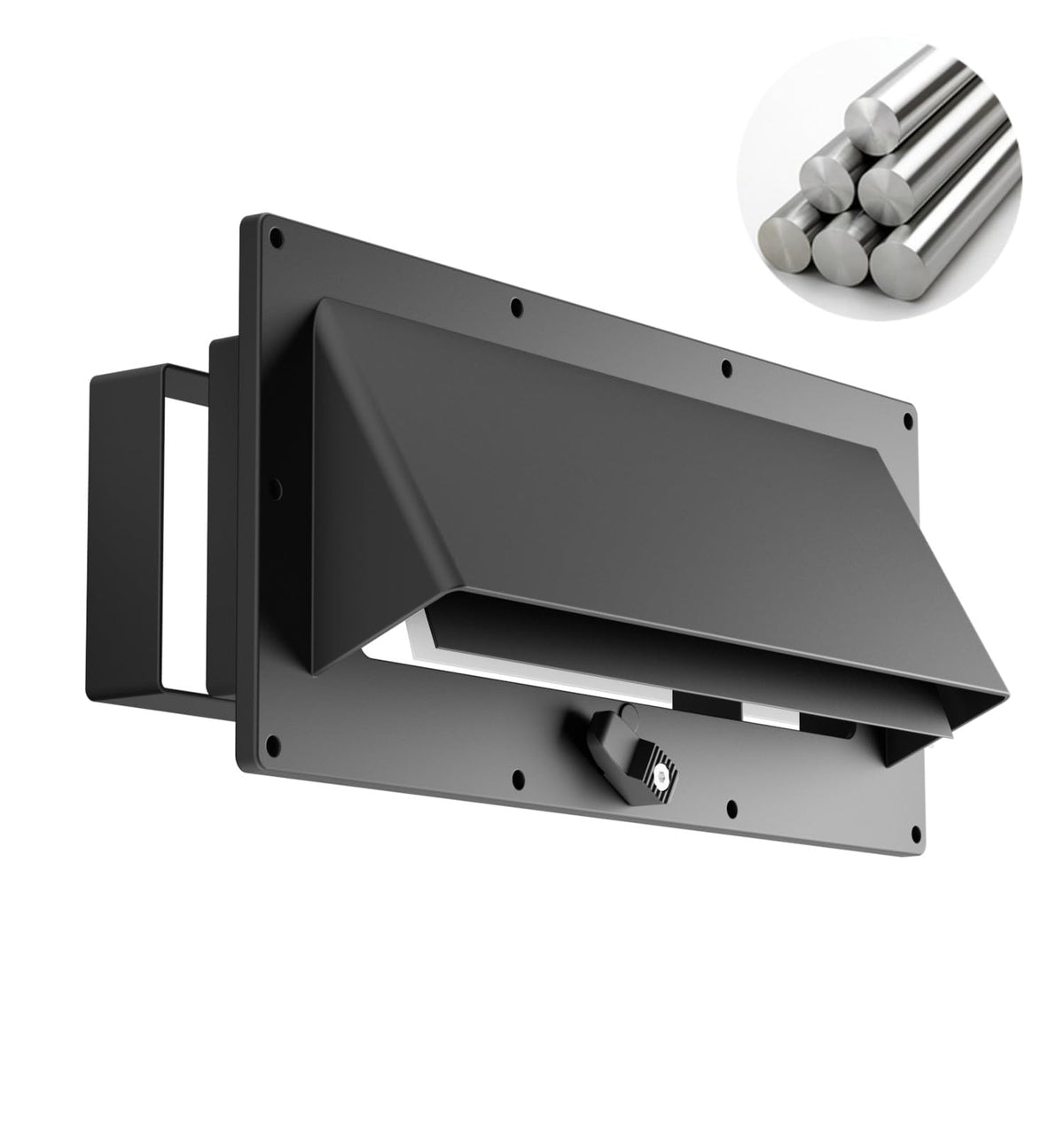 WanDwel aluminum RV vent cover in front view showing rugged exterior protection.