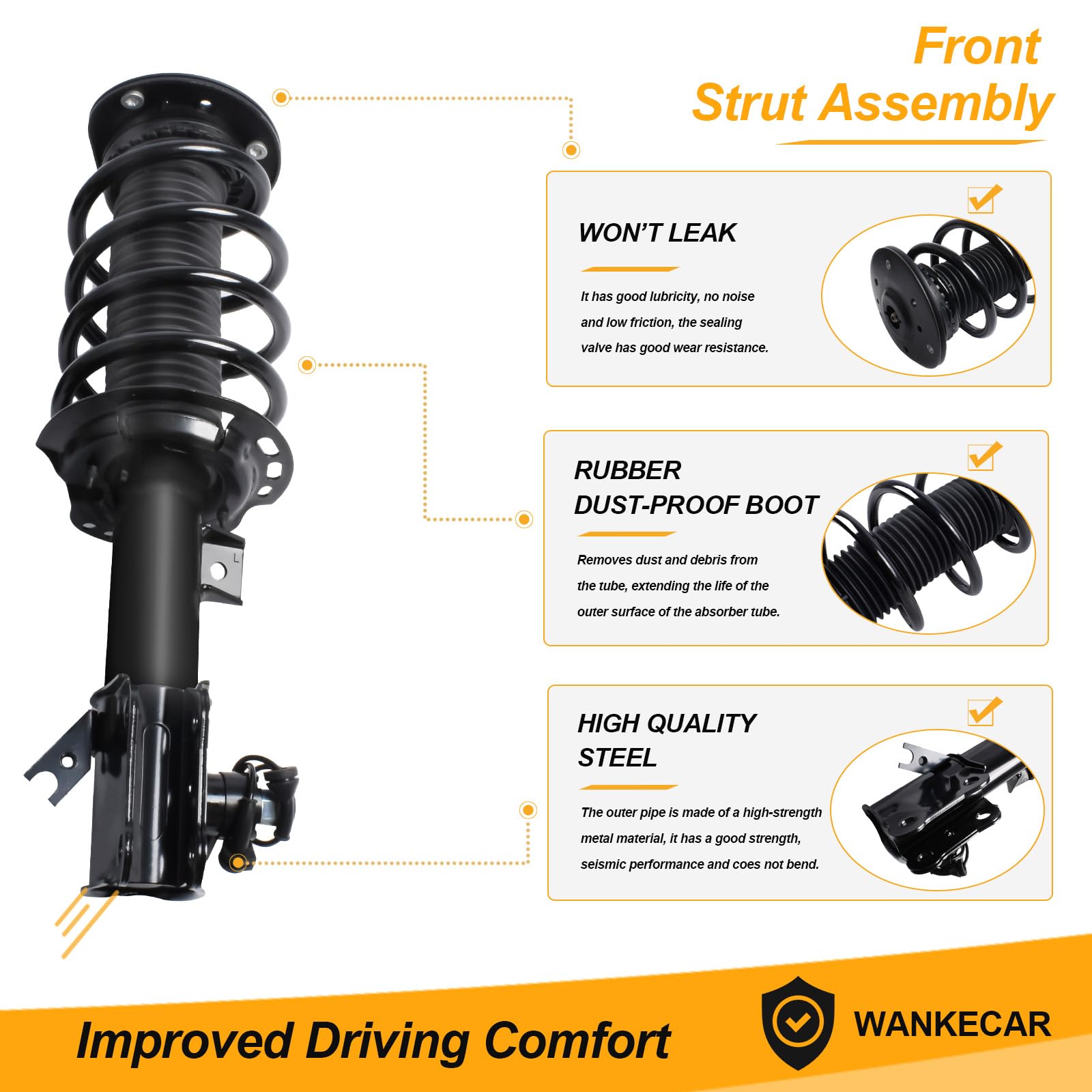 WANKECAR durable packaging protects the strut during shipping and storage.