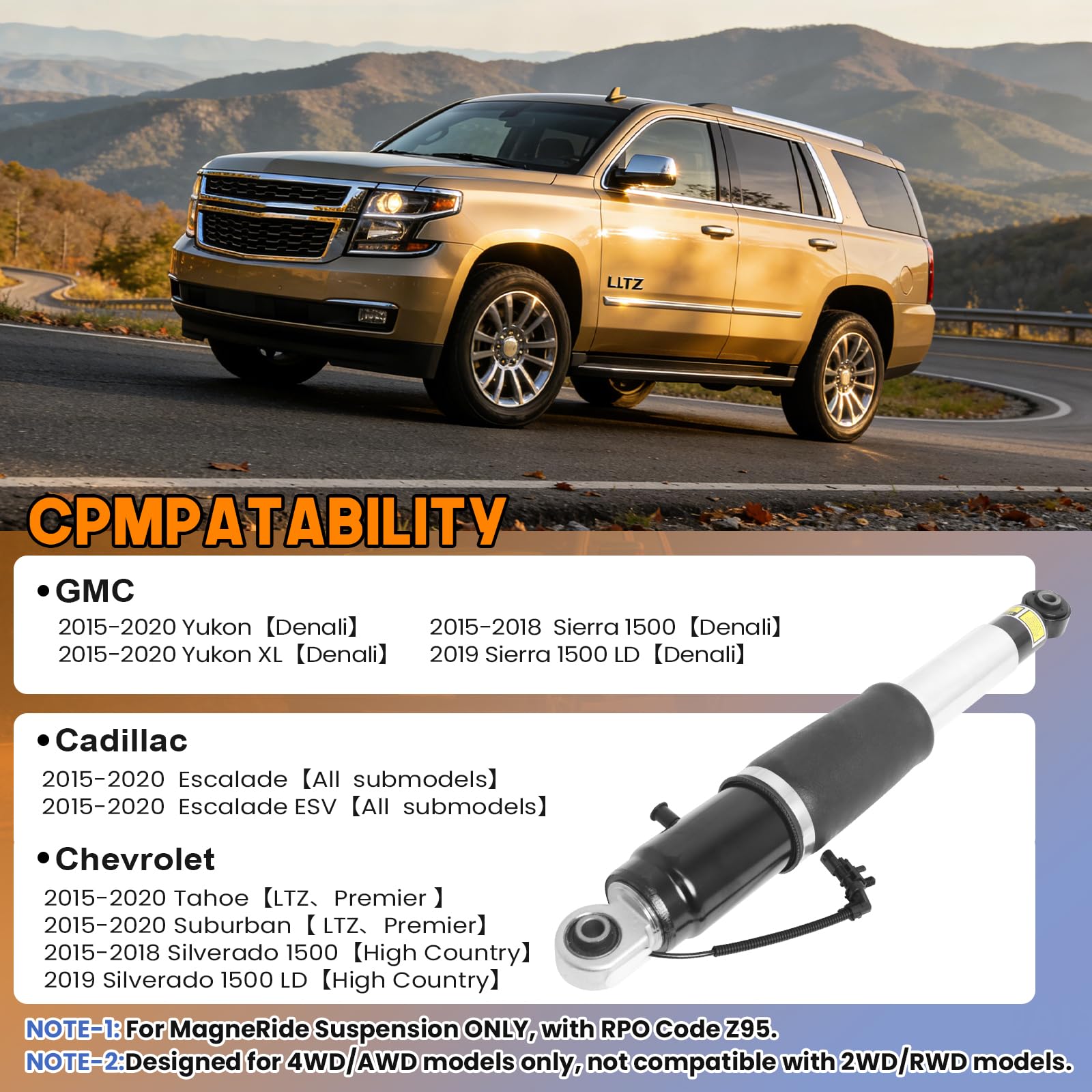 WANKECAR rear air shock absorber pair Tahoe left supports confident highway cruising.