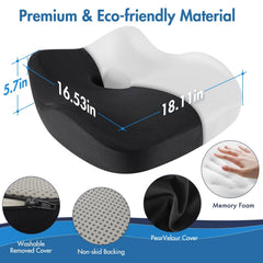 Wantell memory foam seat cushion provides firm, lasting support that maintains shape.