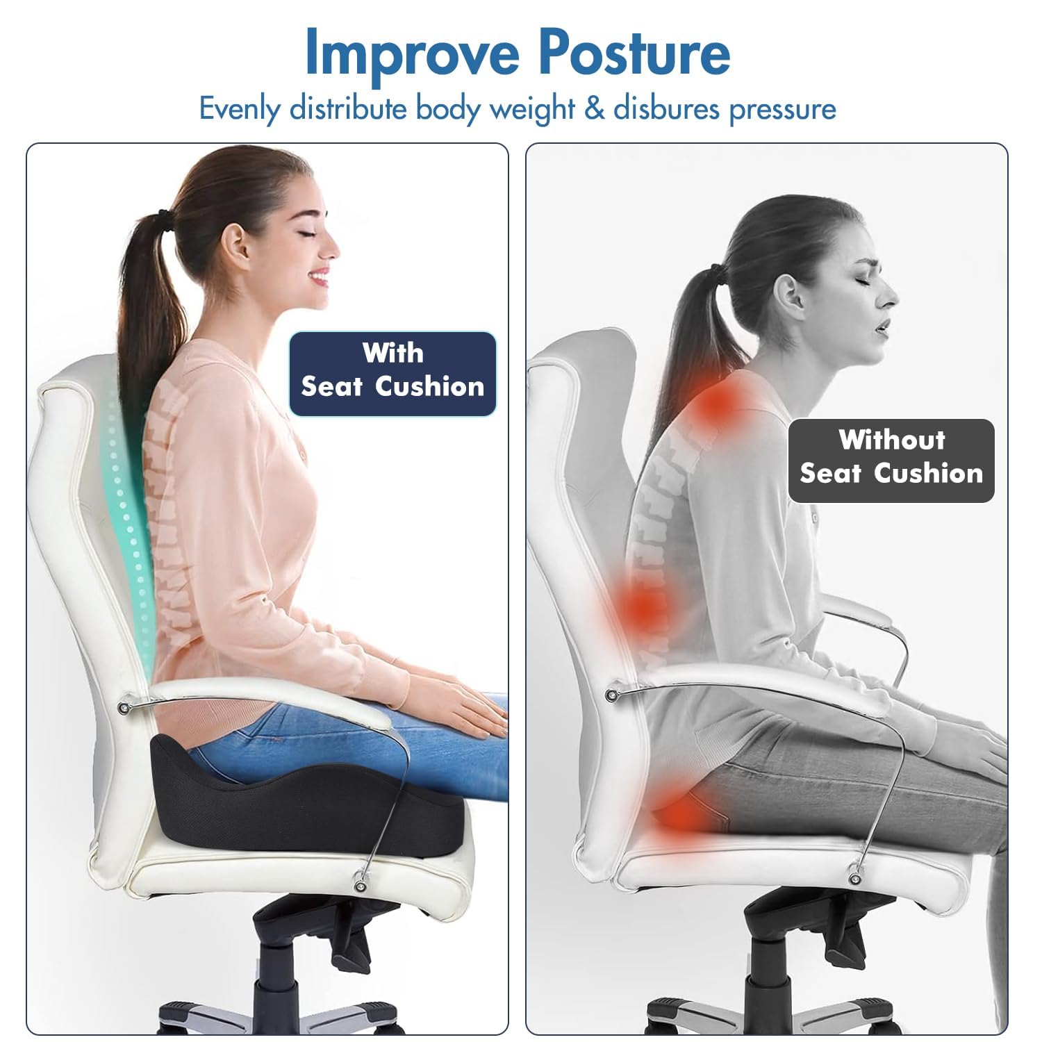Wantell seat cushion height boost improves visibility and posture for shorter drivers.