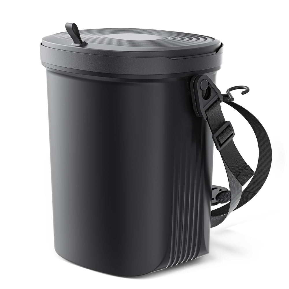 Waretary car trash can with lid open for easy disposal on the go.