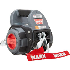WARN Drill Winch with 750 lb capacity for portable pulling tasks.