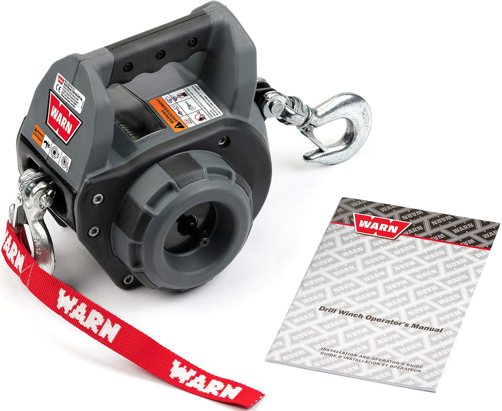 WARN Drill Winch 750 lb pull capacity for portable recovery and hauling.