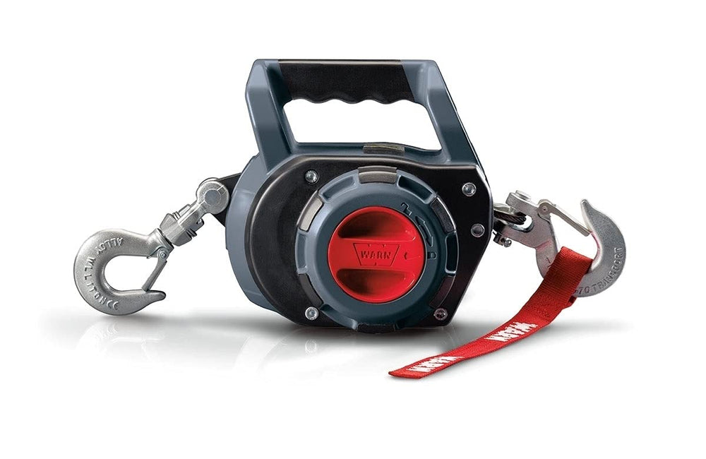 WARN Drill Winch showing front and rear hooks for versatile load securing.