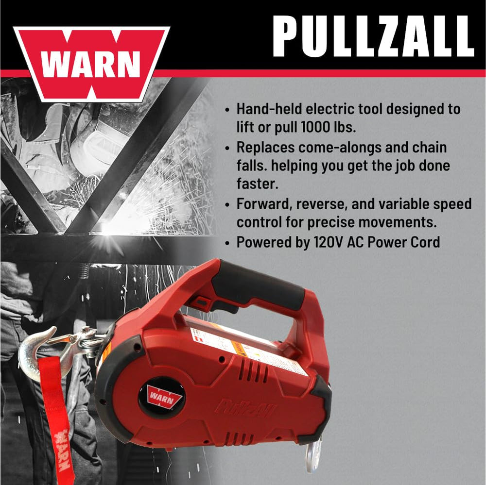 WARN PullzAll electronic load limiter protects against overload during lifting.