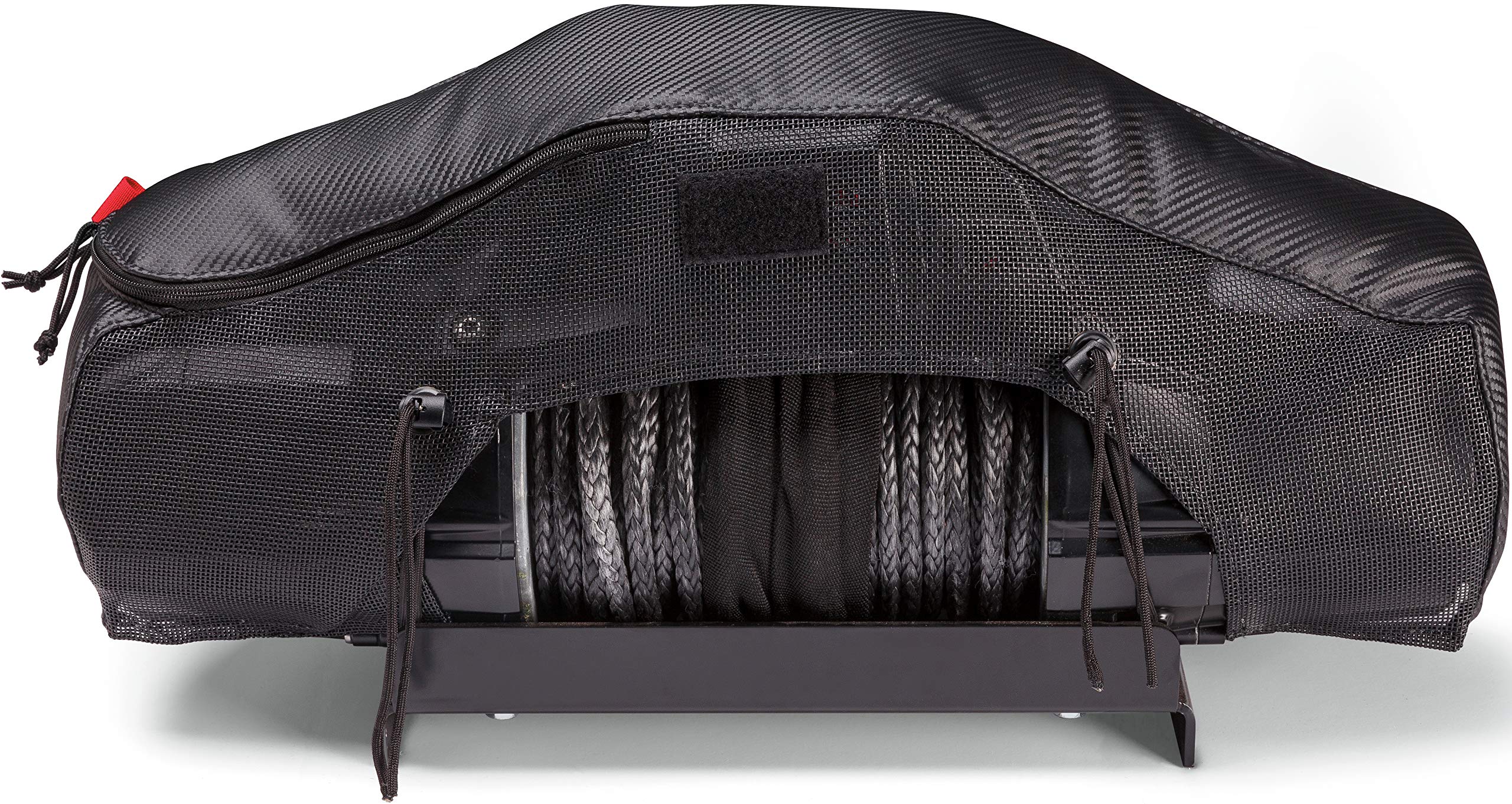 Warn Stealth winch cover with Zeon access, drum access visible, shields components from elements.