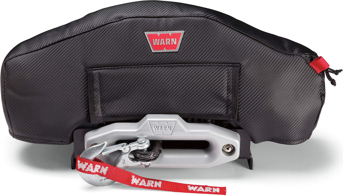 Warn Stealth winch cover on Zeon, front view, weather protection and fade resistance.