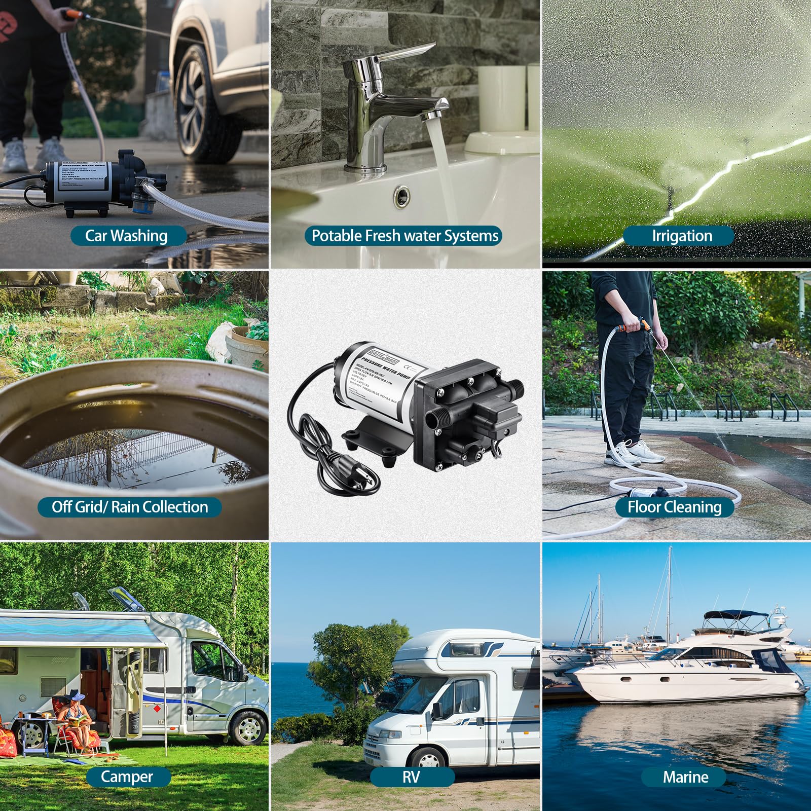 Wassermann 115V AC pump suitable for home or RV installations.