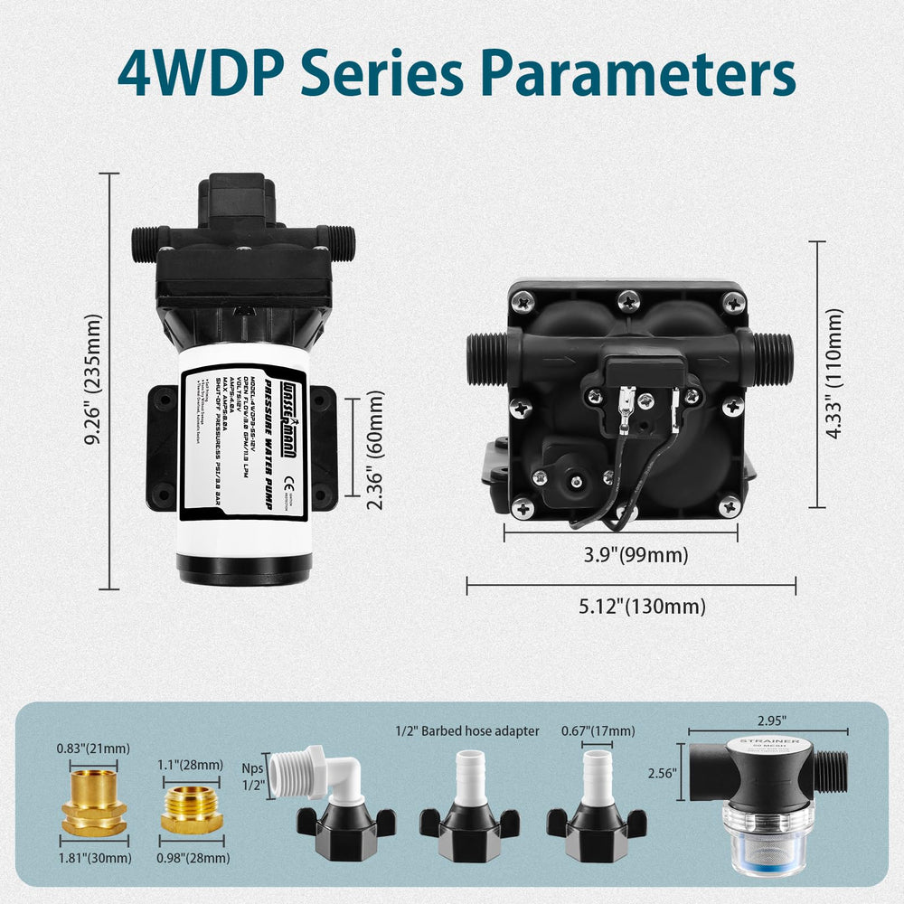 Wassermann pump applications for RVs, campers, boats, and garden tasks.