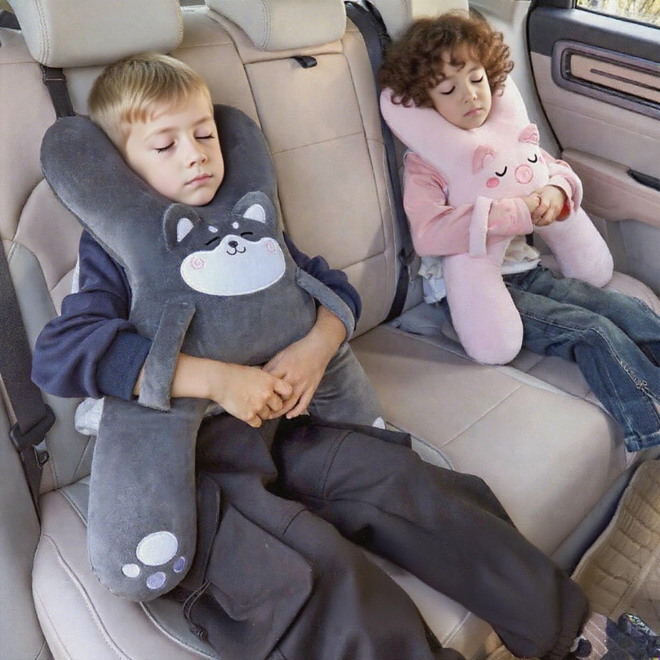 WASTROYAL dog design car pillow with neck support for drives.