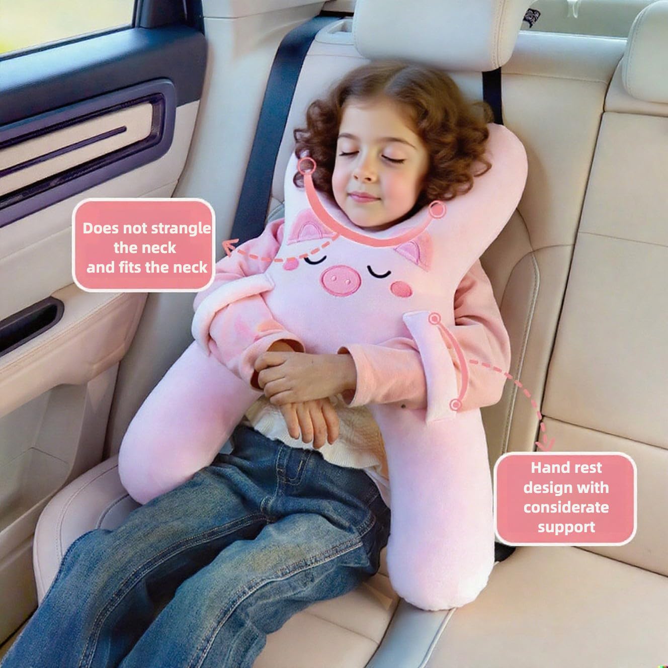 WASTROYAL rabbit design car pillow cushions head for restful naps.