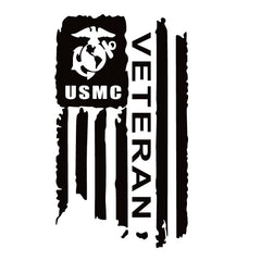 Waterfowl Decals USMC Veteran Flag window decal in white for vehicles.