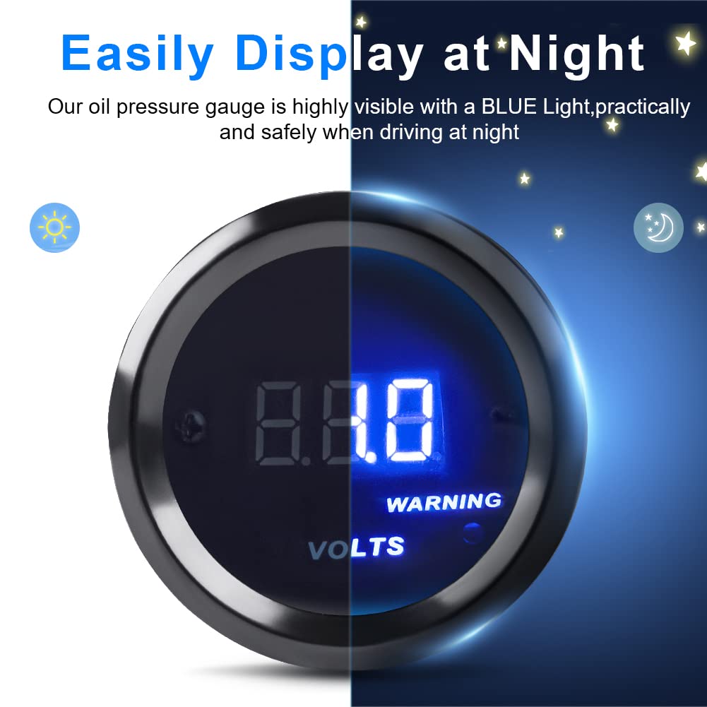 WATERWICH blue LED volt meter dash mount provides clear viewing day or night