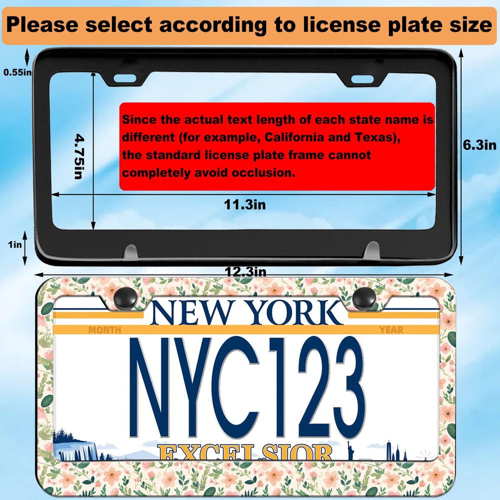 Wauhetsmvy pink flower license frame rear view protects plates and looks stylish