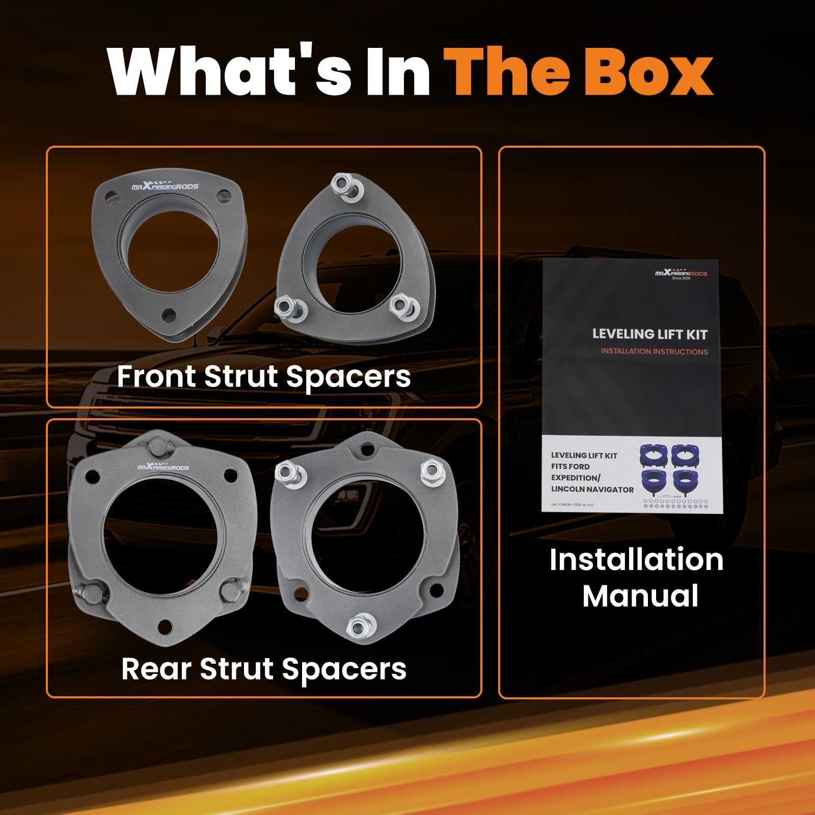 Waverspeed lift spacers close-up in steel for durability