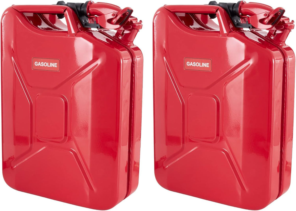 Wavian 5-gallon red jerry can front view for durable fuel storage on adventures