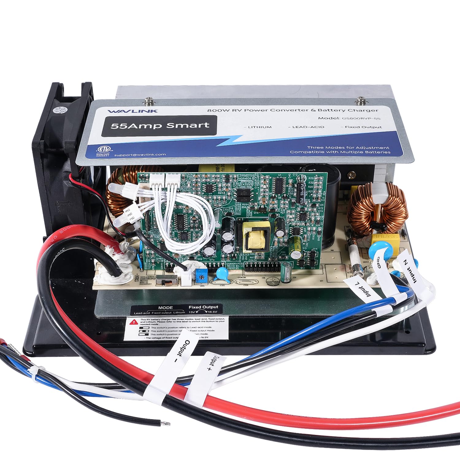 WAVLINK 55Amp RV power converter ready for 12V charging for campers