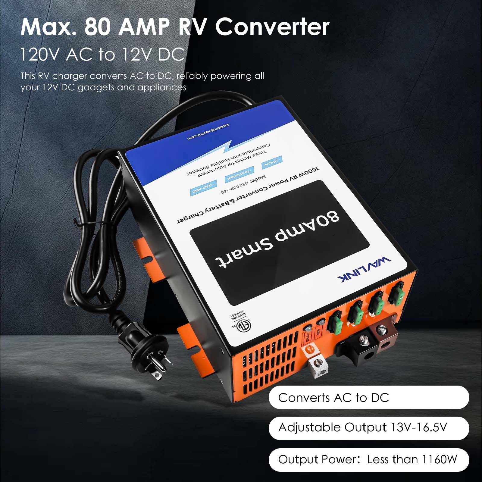 WAVLINK GS1500RV-80 LED status indicator displaying operation.