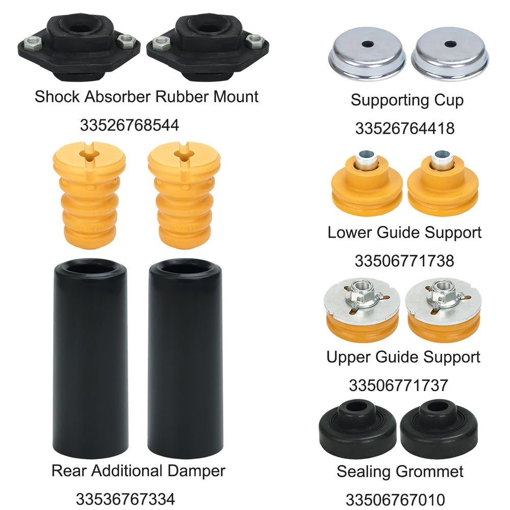 WayJun paired upper and lower shock mounts for BMW reliability under dynamic driving