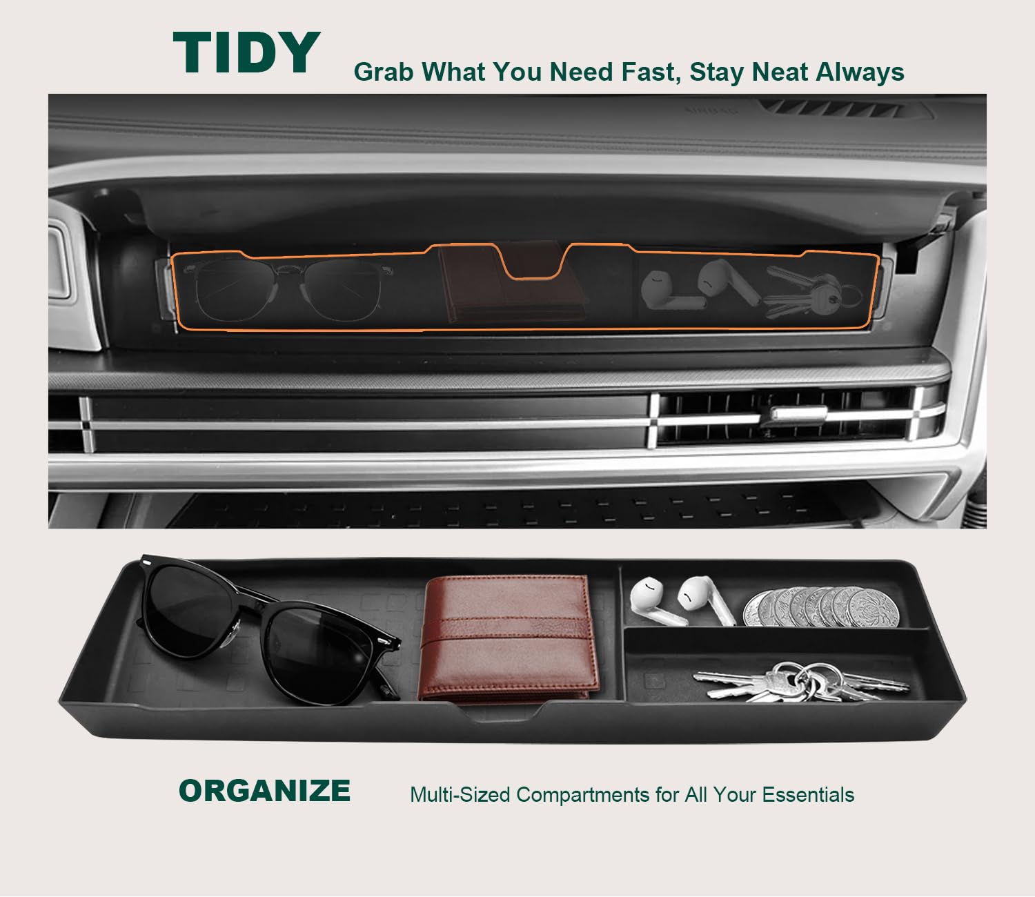 WBLATP Santa Fe central console storage tray enhances interior organization on trips.