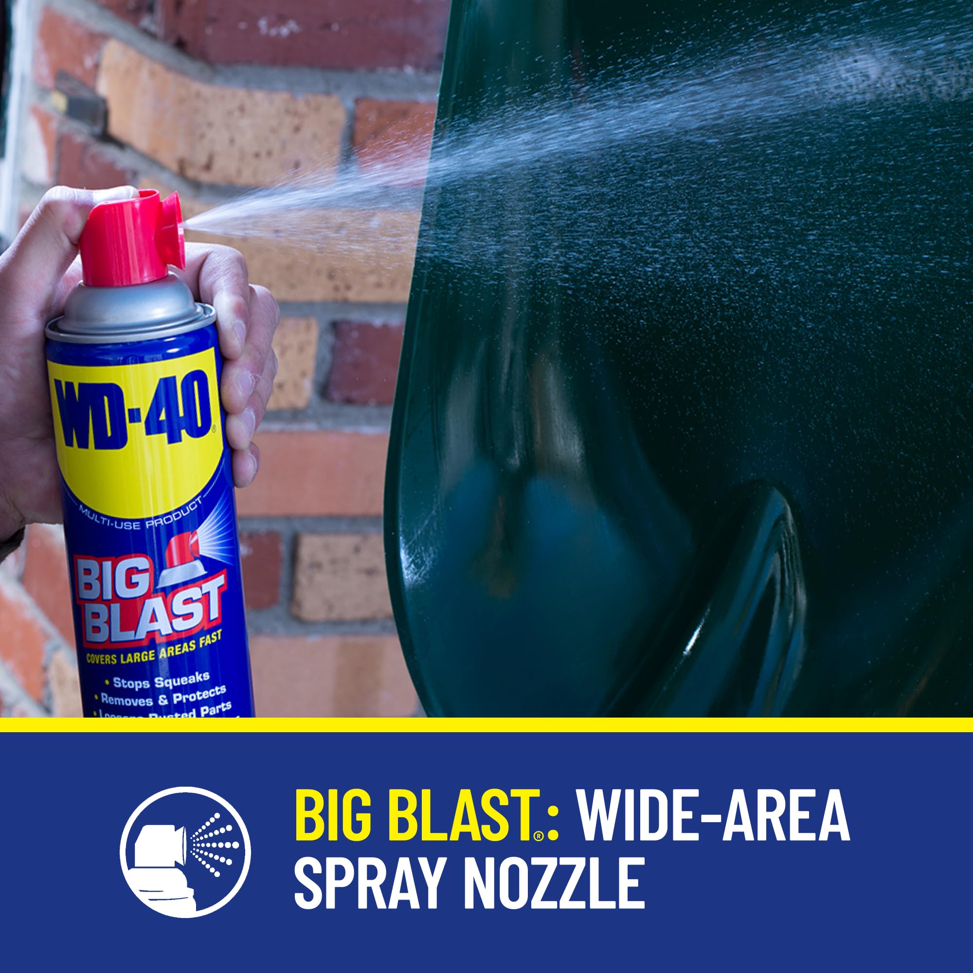 WD-40 Original Formula Big Blast spray nozzle wide area for fast treatment of large surfaces