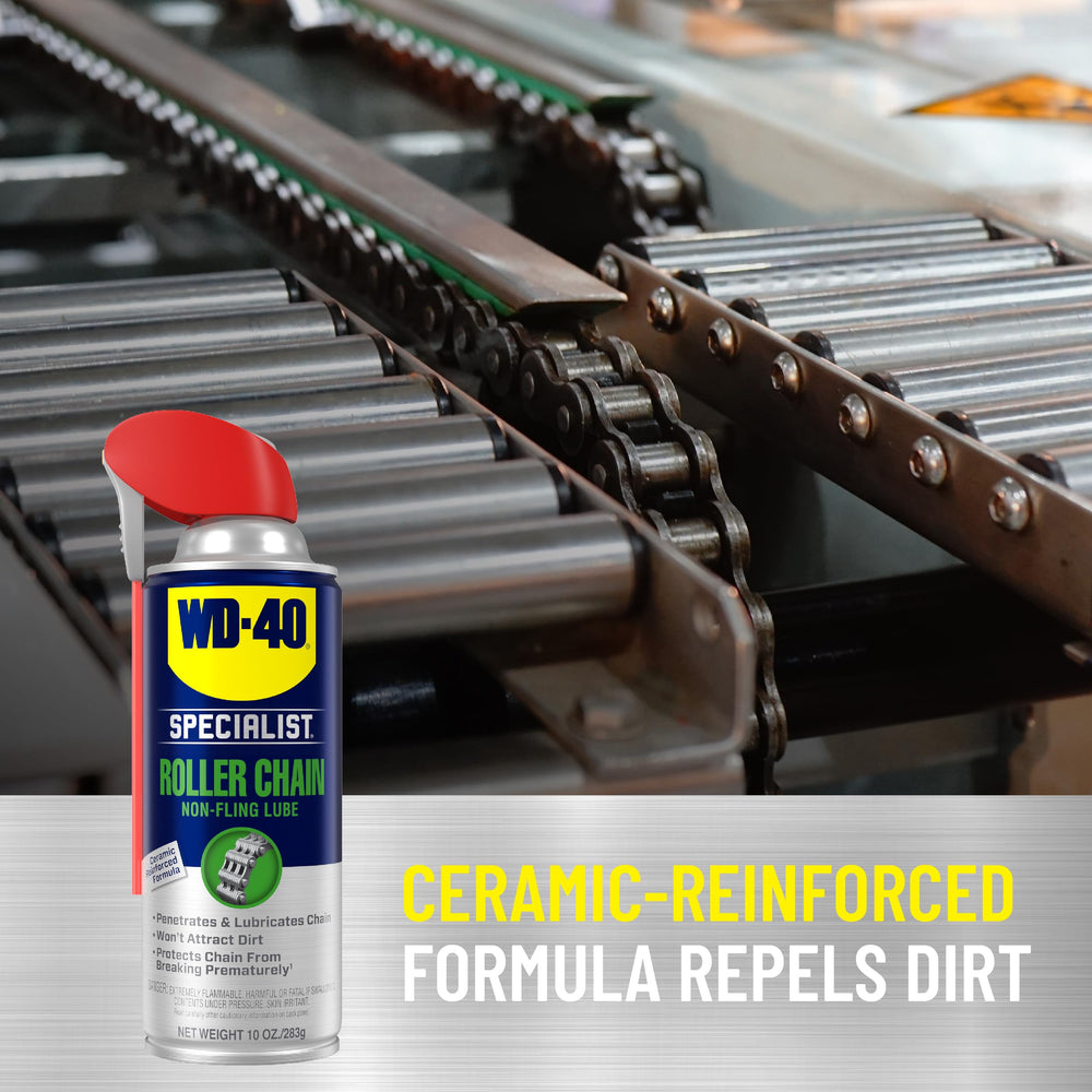 WD-40 Specialist ceramic reinforced formula close-up on the label.