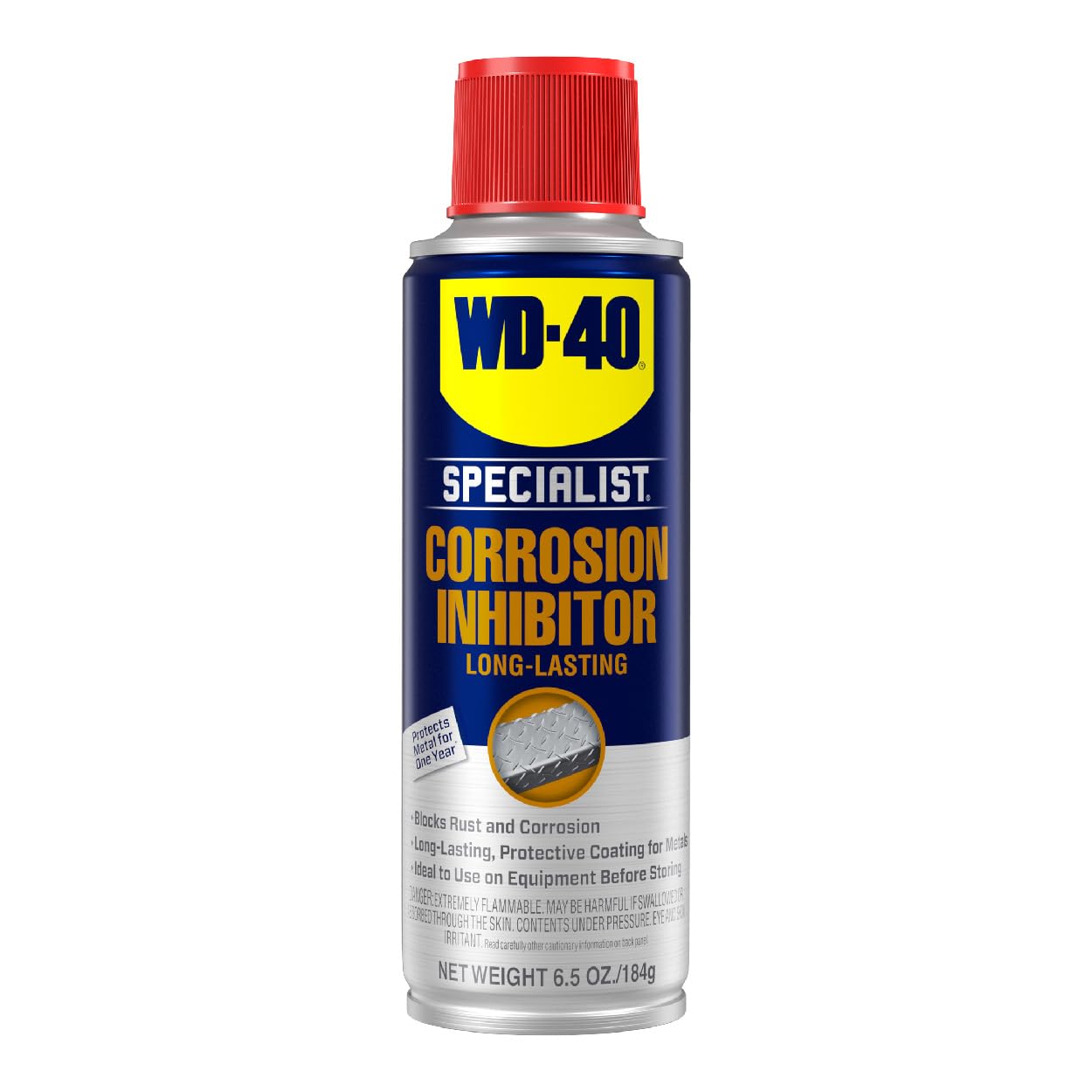 WD-40 Specialist Corrosion Inhibitor coats metal to block air and moisture for long-lasting protection.