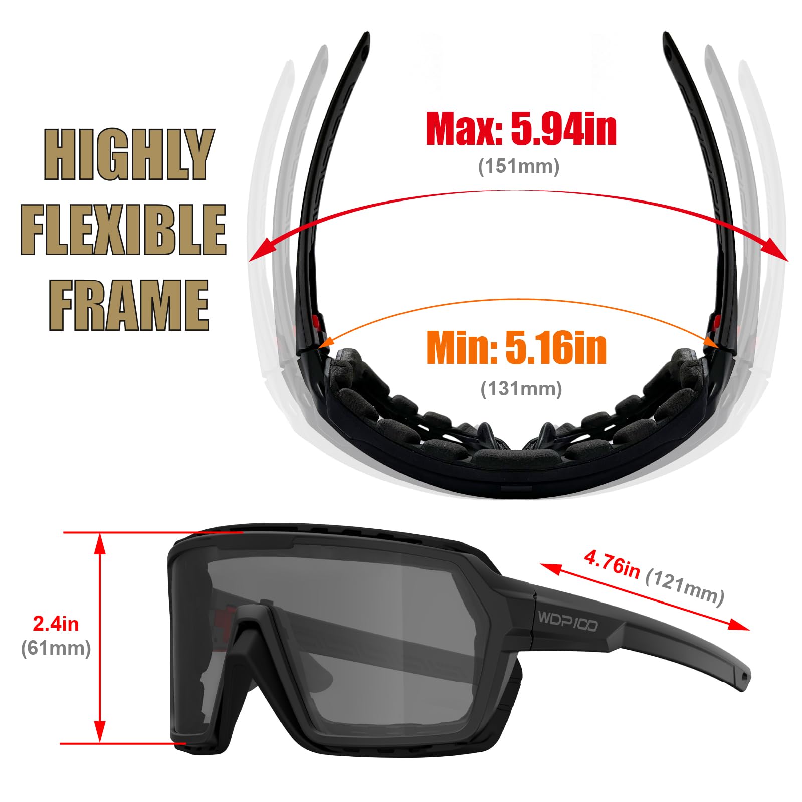 WDP100 Q38 bendable nose pads adapt to your nose shape.