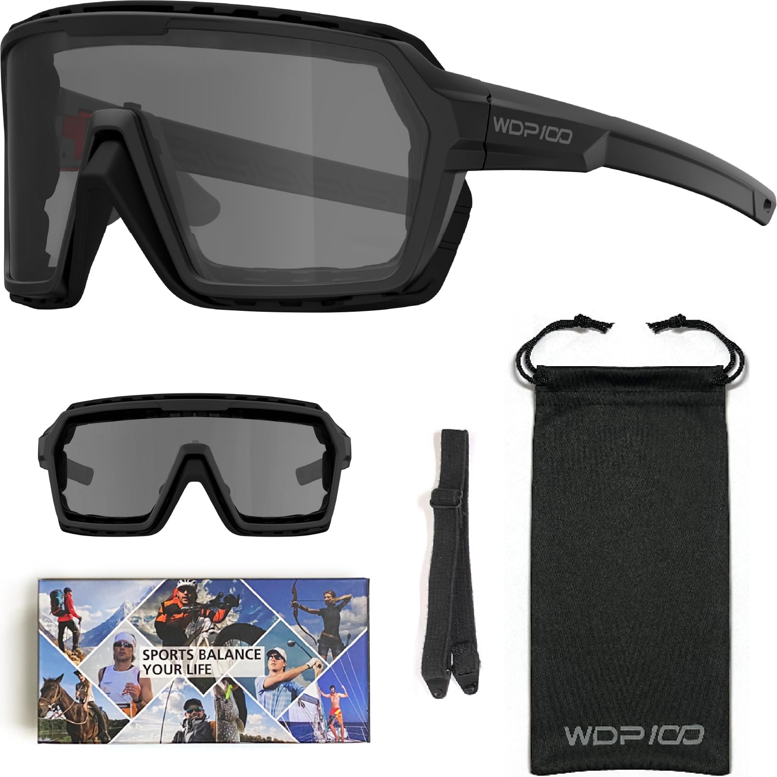 WDP100 Q38 complete set shows included strap and pouch for convenient use.