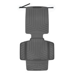 WeatherTech child car seat protector back view in black protects seats from daily use.
