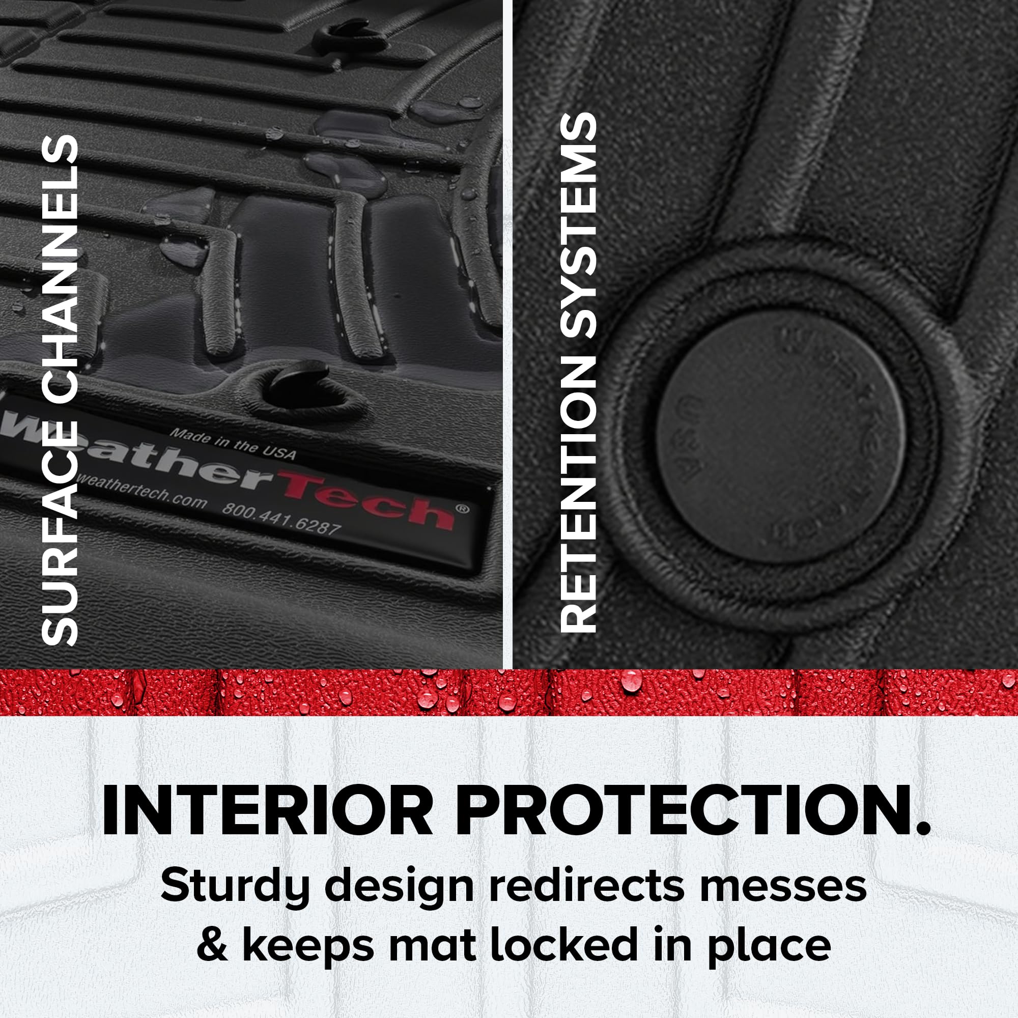 WeatherTech FloorLiner for F-150 Lightning 1st row detail, HDTE texture boosts grip.