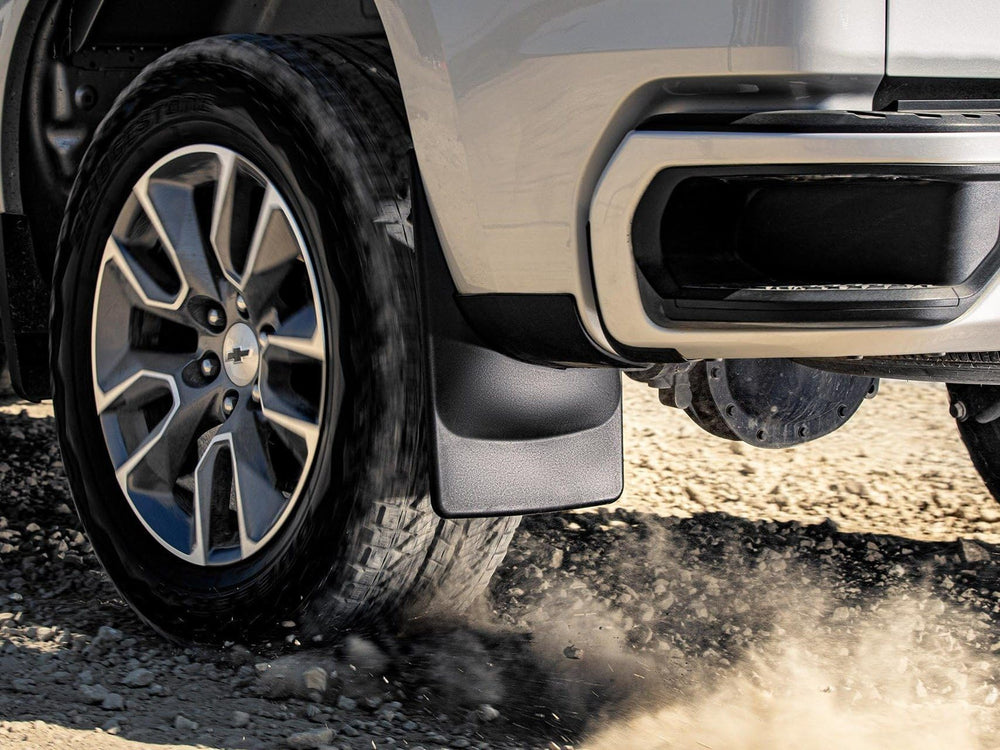 WeatherTech no-drill mudflap front-left-F150 shields wheel well from grit