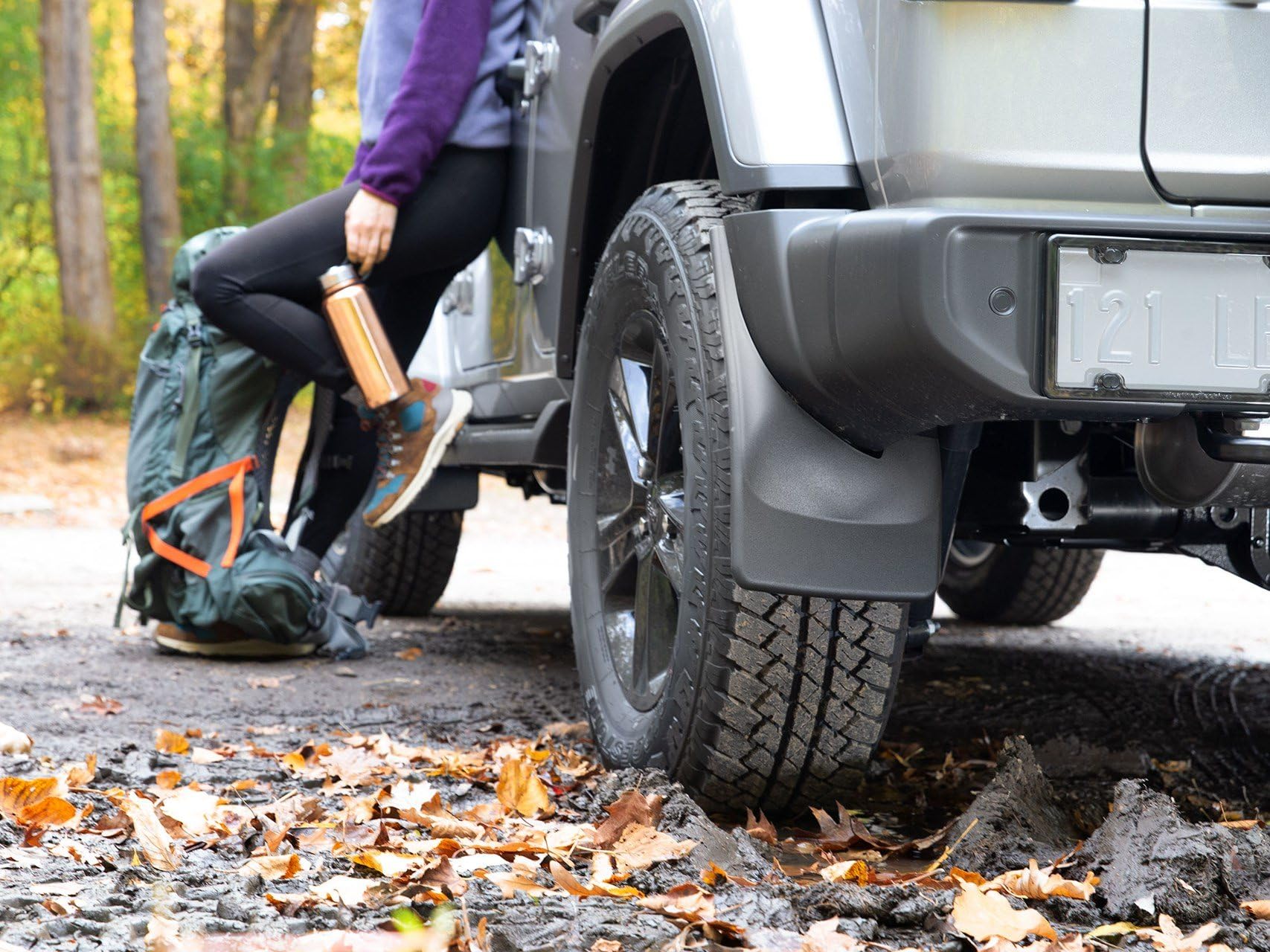 WeatherTech no-drill mudflap front-right-F150 reduces paint chipping from gravel