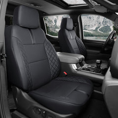 WeatherWard seat covers front view for Silverado/Sierra, precise fit and protection.